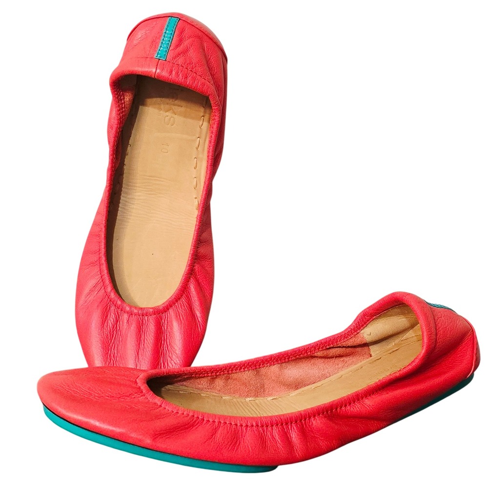 Tieks by Gavrieli Poppy Leather Ballet Flats Coral Red Size 10